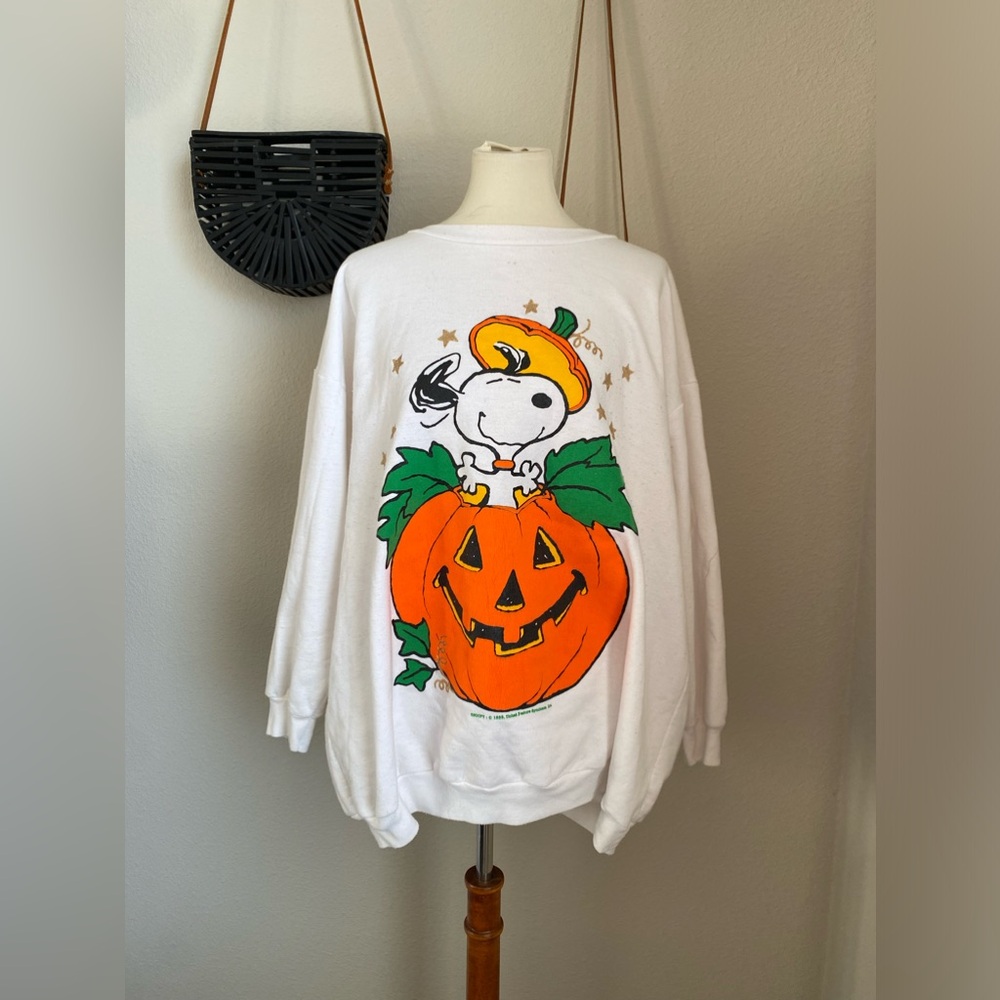 Vintage 50’s Novel Teez Snoopy Peanuts Pumpkin Halloween Pullover Sweater, 2XL
